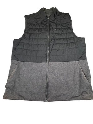 Lululemon Athletica Vest Men's Large Black/Gray Pockets Workout Puffer Full Zip