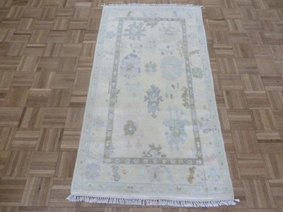 3 x 5'4 Hand Knotted Ivory Modern Oushak Oriental Rug G16729