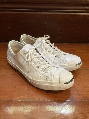 Converse Jack Purcell Low Top White Leather Sneakers with Cork Insoles Men s 9