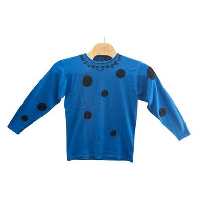 Vintage 1989 IB Diffusion Blue Polka Dot Embroidered Sweater Womens Medium Retro