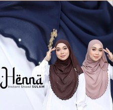 Instant Shawl Hijab Chiffon Embroidered Diamond Muslim Headscarf