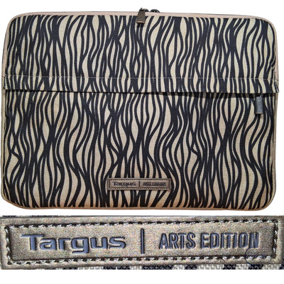 Targus Arts Edition Laptop Sleeve Abstract Black Beige Dual Zip Closure Pocket