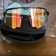 Shield Cycling Sunglasses Mirrored Multicolor Lens Black Plastic Frame with Case