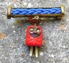 NO RESERVE 1930s Pop Out Eyes Celluloid Plastic Kobe Charm Vintage Toy Brooch