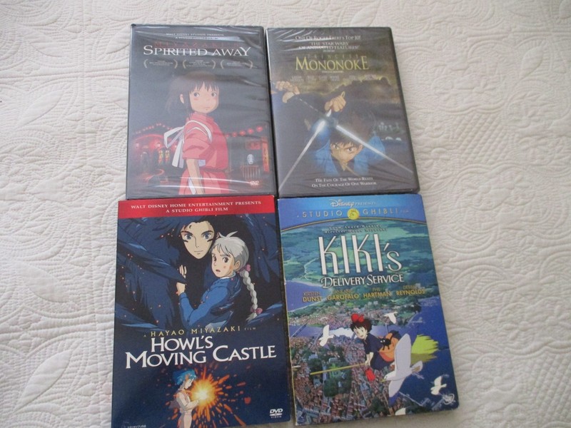 3 Disney Miyazaki Studio Ghibli DVDs-Spirited Away; Kiki's Delivery;Howl +1 more