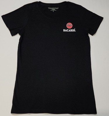 NEW Bacardi Rum Women Black Tee Here for the Boos Short Sleeve T-Shirt Graphic L