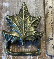 Vintage Maple Leaf Brass Belt Buckle 1970s Hippie Boho Retro Solid Brass