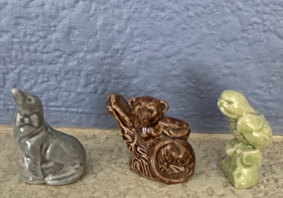 Lot of 3 Vintage Wade England Whimsies - Parrot Seal Langur Monkey Mini