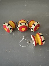 Vintage Whimsical Hand Painted Ceramic Drawer Pull Cabinet Knob Set of 4