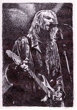 Original Drawing Kurt Cobain from Nirvana in A4, in Ballpoint pen 