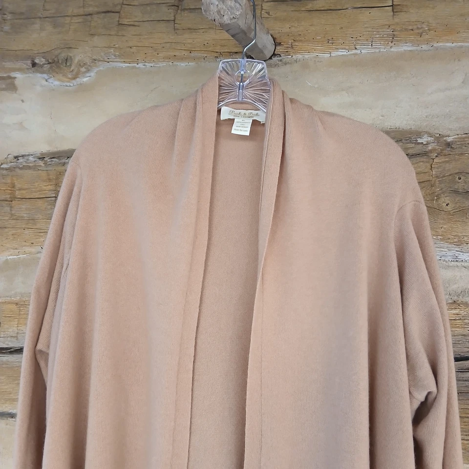 Cárdigan para mujer Peck & Peck abierto manga larga flecos cachemir camel tostado XL Foto 2 de 4