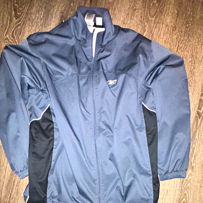 Reebok Men s Gray/Black Full-Zip Polyester Colorblock Windbreaker Jacket 2XL