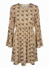 Altar'd State Women's Dress Long Bell Sleeve Cream floral Mini Dress Size Small