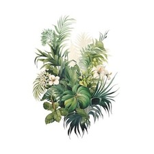 Tropical Plants Wall Decal, Peel and Stick Vinyl Stickers, Green Leaves and