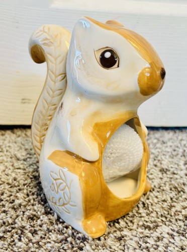Squirrel Sponge Holder 6โ Ceramic Figurine Rye & Ribbon