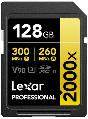 Lexar 128GB Professional 2000x SDXC Memory Card, UHS-II, C10, U3, V90, Full-H...