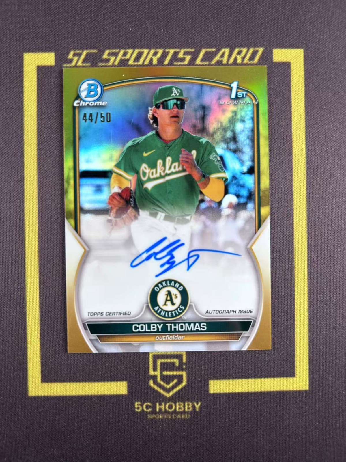 2023 Bowman Chrome 1ST Prospect Gold Refractor Auto/50 Colby Thomas FCZY1