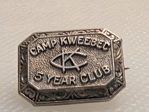 Vintage Camp Kweebec 5 Year Club Pin - Sterling Silver - 2.28g - Schwenksville P