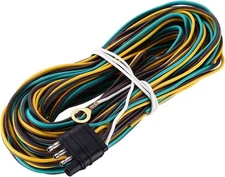 25ft Trailer Wiring Harness with 4 Flat Connector, 18 AWG Color Coded Wires Trai