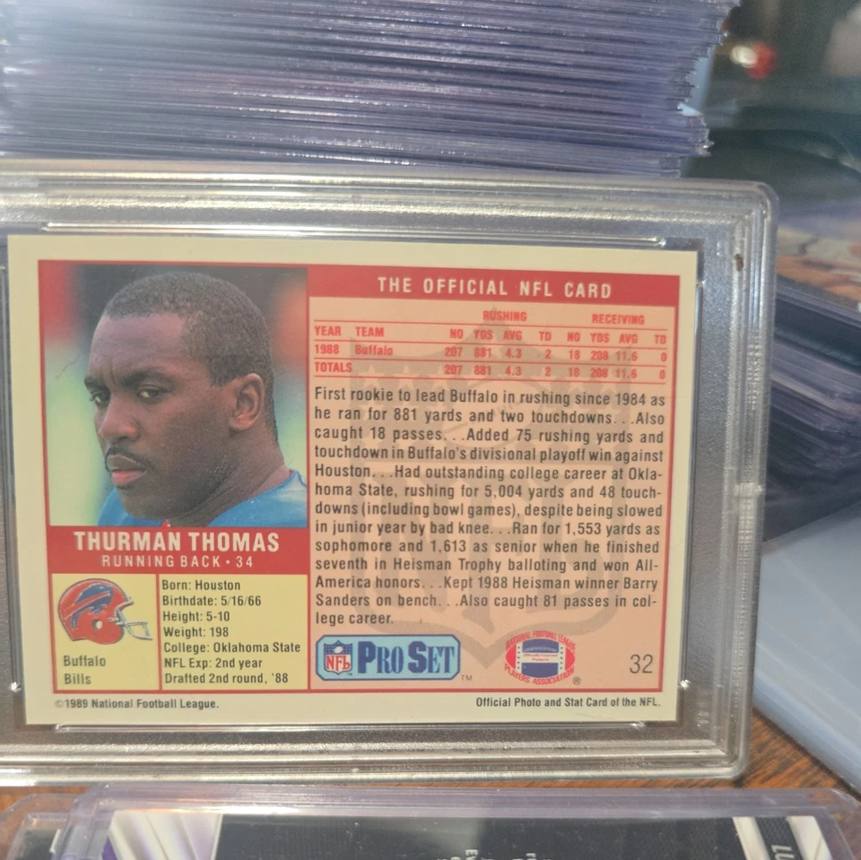1989 Pro Set - Thurman Thomas #32 (RC) - Image 3 of 3