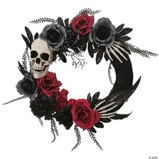 18" Skull, Hands  Roses Wreath