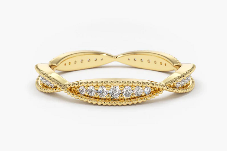 10K Yellow Gold & 0.55CT Round Cut Moissanite Women's Classic Wedding Wear Ring