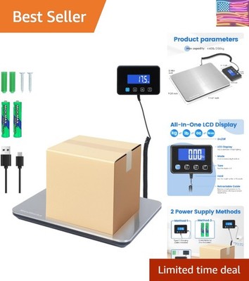 Digital Platform Scale 440 lb Capacity Stainless Steel Shipping Scale USB-C R...