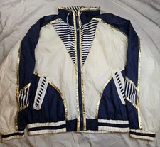Vintage East-West Sport Style Windbreaker Gold Navy Men's Size Medium 90's Nylon