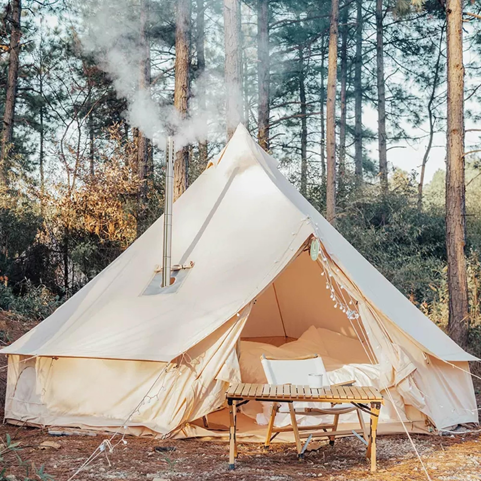 Stainless Steel Hot Tent Stove Wood Burning Portable With Vent Pipes For Camping