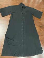 Madewell Lightspun Button-Front Cotton Gauze Black Midi Dress S Minimalist NWT