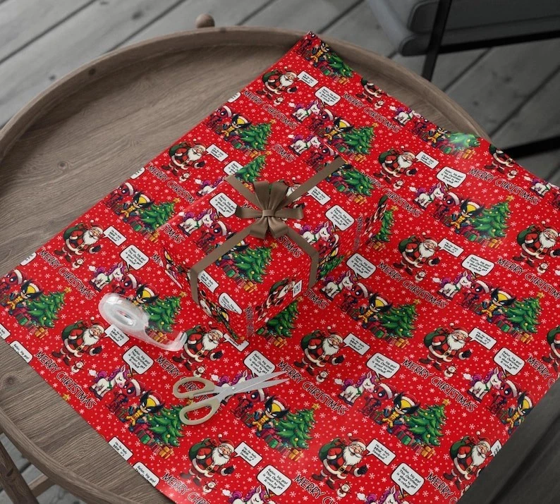 Comic Book Christmas Wrapping Paper, Fun Superhero Holiday Gift Wrap Rolls - Image 2 of 4