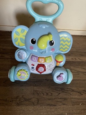 Fisher-Price Elephant Push Walker Activity Toy, Blue Green Yellow