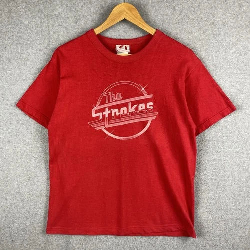 Vintage The Strokes Band T Shirt Size M Red 2000s Y2K Acme Australia Tag