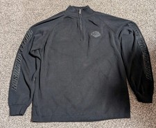 Harley Davidson Pullover Men's Medium Quarter Zip Cotton Black Sleeve Hit