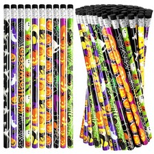 100 Pcs Halloween Pencils Bulk with Erasers,Cute Wood Assorted Bulk Pencil fo...