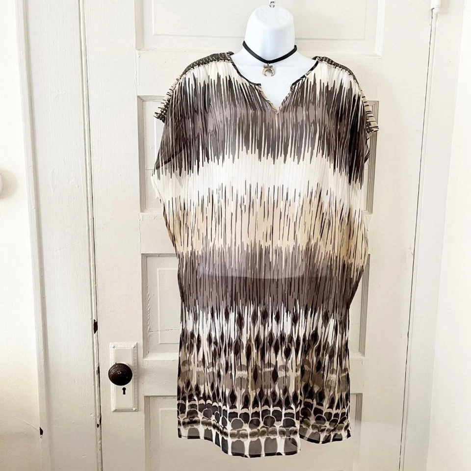 Traje de baño ESPRIT marrón y beige lentejuelas hombro encubrimiento, XS Foto 3 de 4