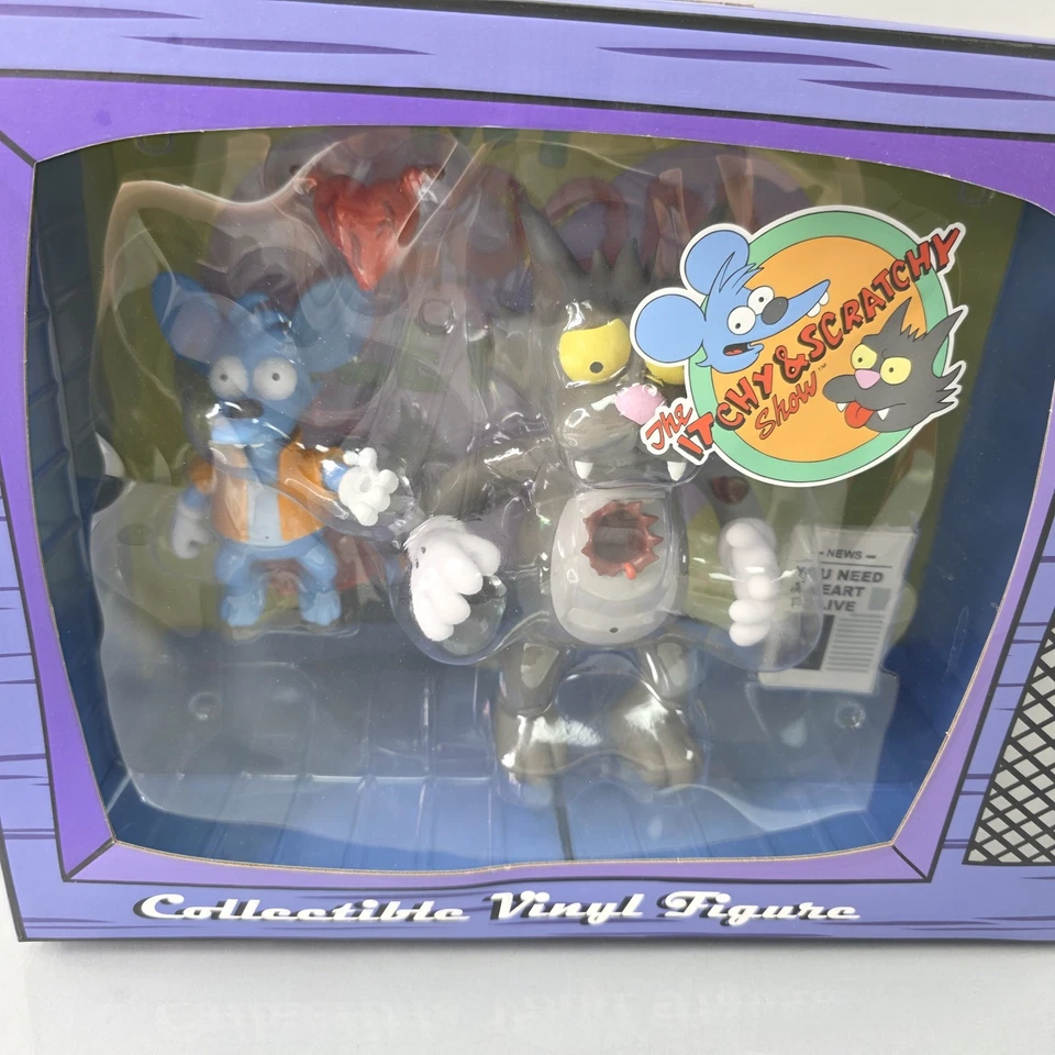 The Itchy & Scratchy Show Collectable Vinyl Figure TV SET Simpsons Kidrobot NEW - Image 2 of 4