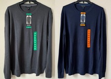 Banana Republic Men's Merino Wool Crew Neck Sweater Blue, Gray XL, XXL