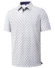 Mens Polo Shirts Moisture Wicking Breathable Stretch Golf Shirt Print Tops