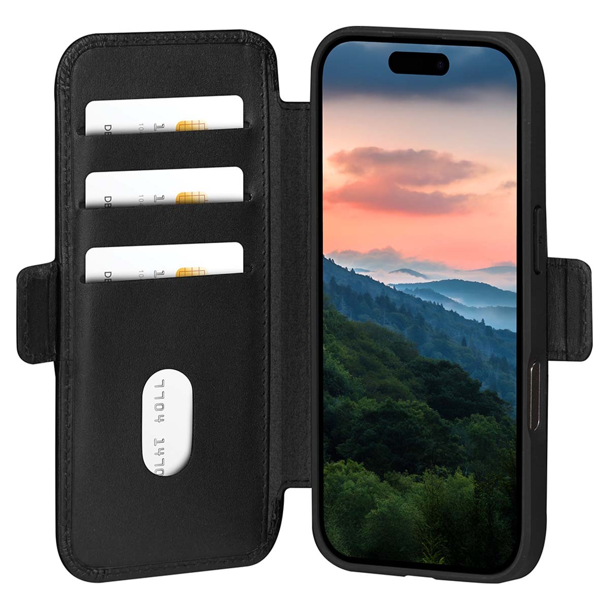 Étui folio iPhone 17 cuir véritable mince housse de protection carte