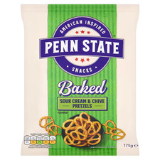 Penn State Baked Pretzels Sour Cream & Chive 175g (Pack of 8) Free P&P