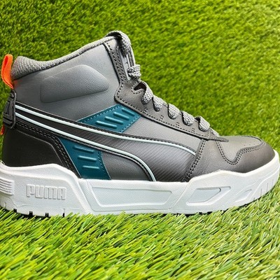 Puma Rbd Tech Mid Boys Size 6Y Gray Green White Athletic Leather Shoes Sneakers
