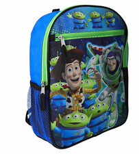 Disney Toy Story Woody Buzz Alien Blue/Green Small Backpack Polyester Zip