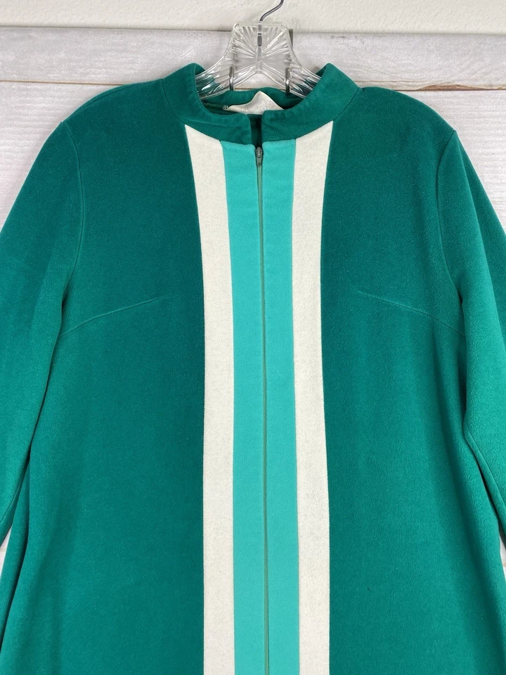 Vtg Vanity Fair Robe Womens 14 Fleece Long House Coat Gown Pajamas 1/2 Zip USA - Image 2 of 4