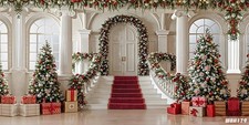 20'x10'Computer-painted Xmas Trees Gifts Hall Wide Backdrop Background WBH179