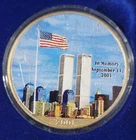 2001 American Silver Eagle Double Sided Colorized Coin 9/11 Theme, plus Case