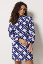 M&Co Women's Geometric Print Belted Tunic Dress