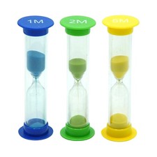 Sand Timer for Kids Set of 3 Small Colorful Hourglass Acrylic Covered Clock 1...