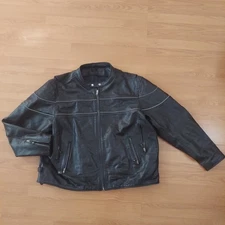 Hot Leathers Black Bomber Motorcycle Jacket Sz 56