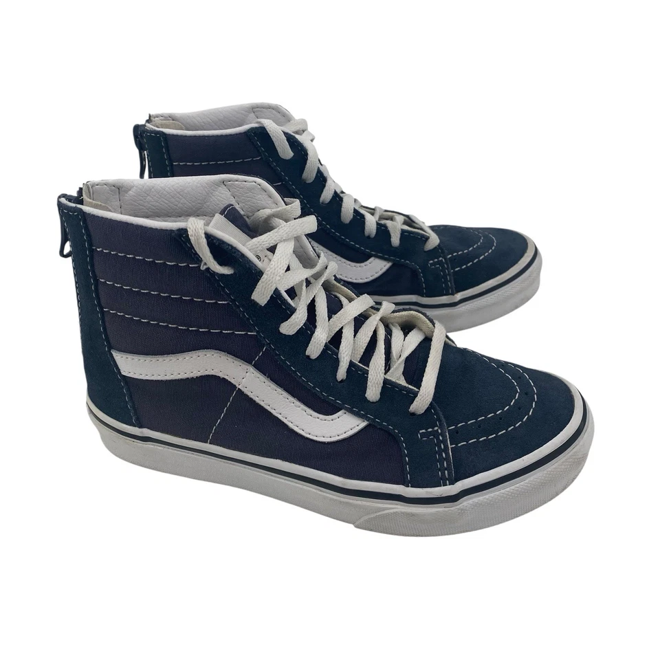 VANS Skate Sk8-Hi Shoes Youth Size 2 Navy Blue Skateboarding Comfort Sneakers - Image 2 of 4